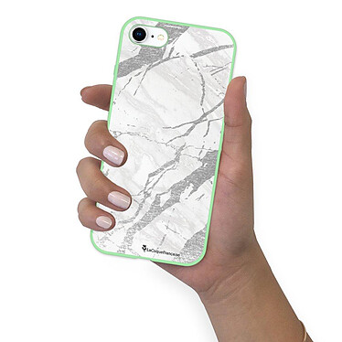 LaCoqueFrançaise Coque iPhone 7/8/ iPhone SE 2020 Silicone Liquide Douce vert pâle Marbre gris pas cher