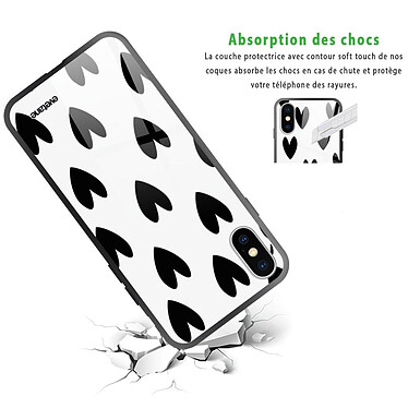 Avis Evetane Coque iPhone X/Xs Coque Soft Touch Glossy Coeurs Noirs Design