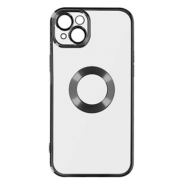 Avizar Coque iPhone 14 Silicone Souple Bloc Caméra Couvert  Transparent Contour noir Chromé