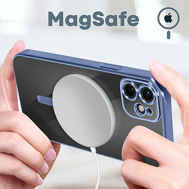 Avis Avizar Coque MagSafe pour iPhone 11 Silicone Protection Caméra  Contour Chromé Bleu Clair