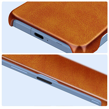 Avizar Coque pour Sony Xperia 5 V Rigide revêtement Simili Cuir  Orange pas cher