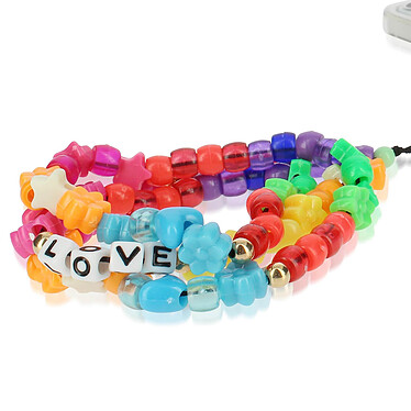 Avis Avizar Bijou Téléphone Bracelet Fleurs et Love 65cm Collection Lovely Multicolore