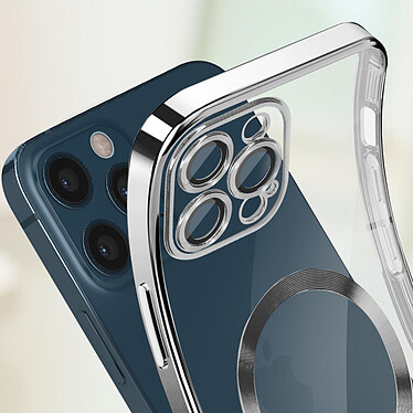 Avizar Coque MagSafe pour iPhone 12 Pro Silicone Protection Caméra  Contour Chromé Argent pas cher