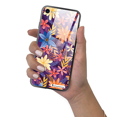 LaCoqueFrançaise Coque iPhone 6/6S Coque Soft Touch Glossy Fleurs violettes et oranges Design pas cher