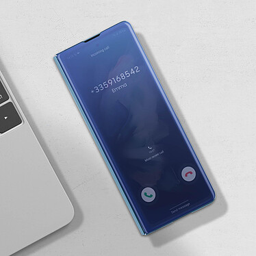 Avizar Coque pour Samsung Z Fold 3 Clapet Translucide Design Miroir Support Vidéo Bleu pas cher