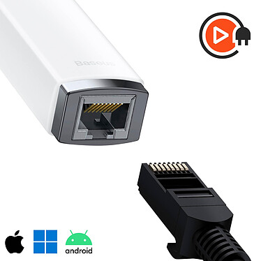 Acheter Baseus Adaptateur USB-C vers Ethernet RJ45  1000 Mbps, Blanc