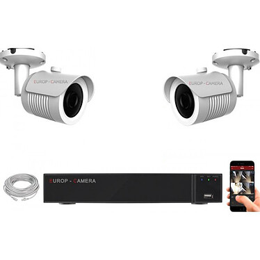 EC-VISION Kit vidéo surveillance IP 2 caméras tubes POE 5 MegaPixels