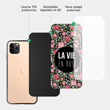 Acheter Evetane Coque en verre trempé iPhone 11 Pro La Vie en Rose