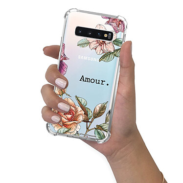 LaCoqueFrançaise Coque Samsung Galaxy S10 anti-choc souple angles renforcés transparente Motif Amour en fleurs pas cher