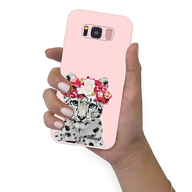 Evetane Coque Samsung Galaxy S8 Silicone Liquide Douce rose pâle Leopard Couronne pas cher