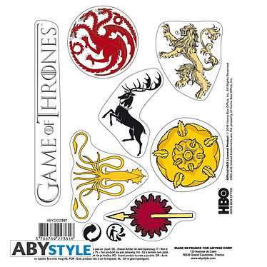 Avis Game Of Thrones - 2 planches Stickers Stark Sigils 16x11cm