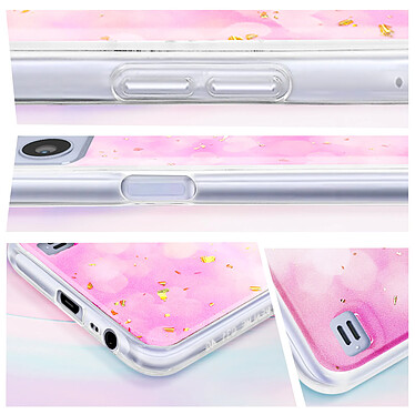 Avizar Coque pour Realme C31 Silicone Semi-rigide Design Cœurs avec Paillettes  Rose pas cher