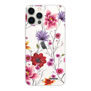 Evetane Coque iPhone 12/12 Pro silicone transparente Motif Fleurs Multicolores ultra resistant