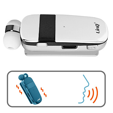 Acheter Oreillette Bluetooth Multipoint Autonomie 10h Câble Rétractable R8344 LinQ Blanc