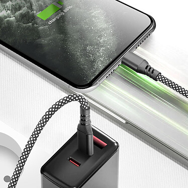 Avis Moxie Câble pour iPhone en nylon tressé noir 2m, USB-C vers Lightning,
