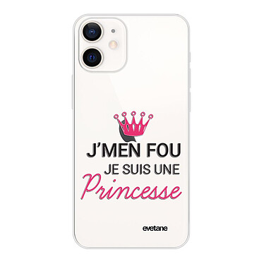 Evetane Coque iPhone 12 mini silicone transparente Motif Je suis une princesse ultra resistant