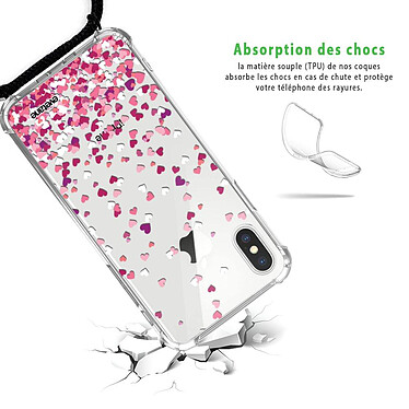 Avis Evetane Coque cordon iPhone X/Xs noir Dessin Confettis De Coeur