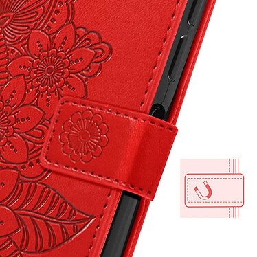 Avizar Étui Mandala Fleurs pour Xiaomi Redmi A3 Portefeuille Support Dragonne Rouge pas cher