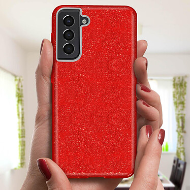 Avis Avizar Coque pour Samsung Galaxy S21 Paillette Amovible Silicone Semi-rigide rouge