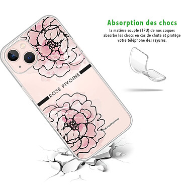 Avis LaCoqueFrançaise Coque iPhone 13 silicone transparente Motif Rose Pivoine ultra resistant