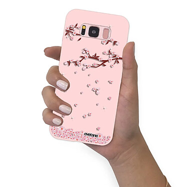 Evetane Coque Samsung Galaxy S8 Silicone Liquide Douce rose pâle Chute De Fleurs pas cher