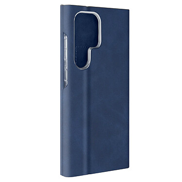 Avizar Housse pour Samsung Galaxy S24 Ultra Clapet Porte-carte Éco-cuir Nappa Bleu Nuit