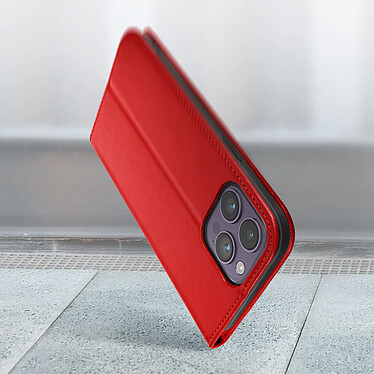 Avizar Housse Apple iPhone 14 Pro Max Cuir Véritable Clapet Porte-carte Support Vidéo  rouge pas cher