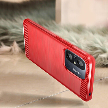 Avizar Coque pour Xiaomi Redmi 12C Renforcée Souple Carbone Effet Brossé  rouge pas cher