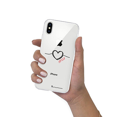LaCoqueFrançaise Coque iPhone X/Xs 360 intégrale Coeur Noir Amour Tendance pas cher