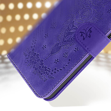 Avizar Étui Portefeuille pour Xiaomi Redmi 12C Simili Cuir Motif Papillon Floral Violet pas cher