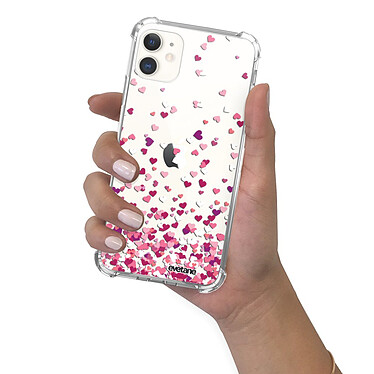 Evetane Coque iPhone 11 anti-choc souple angles renforcés transparente Motif Confettis De Coeur pas cher