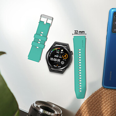 Avizar Bracelet pour Huawei Watch GT Runner Silicone Renforcé Boucle Argentée Vert Pâle pas cher