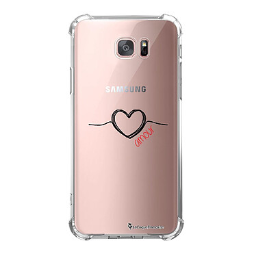LaCoqueFrançaise Coque Samsung Galaxy S7 Edge anti-choc souple angles renforcés transparente Motif Coeur Noir Amour