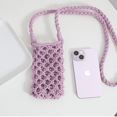 Avizar Sac Bandoulière pour Smartphone en Crochet Tressé  Violet pas cher