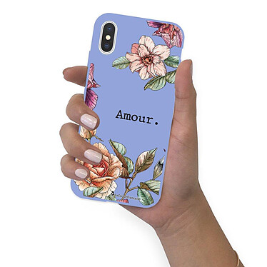 LaCoqueFrançaise Coque iPhone X/Xs Silicone Liquide Douce lilas Amour en fleurs pas cher
