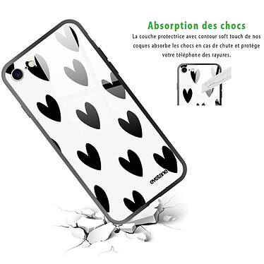 Avis Evetane Coque iPhone 7/8/ iPhone SE 2020/ 2022 Coque Soft Touch Glossy Coeurs Noirs Design