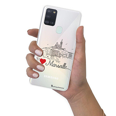 LaCoqueFrançaise Coque Samsung Galaxy A21S 360 intégrale transparente Motif J'aime Marseille Tendance pas cher