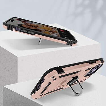 Acheter Avizar Coque pour iPhone 14 Pro Max Antichoc Bi-matière Bague Support Vidéo  rose gold