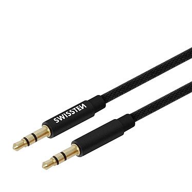 Swissten Câble Audio Auxiliaire Jack 3.5mm Mâle Son de Qualité Tressé 1.5m  Noir