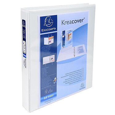 EXACOMPTA Classeur personnalisable rigide 2 poches KreaCover 2 anneaux en D 25mm - A4 maxi. Blanc