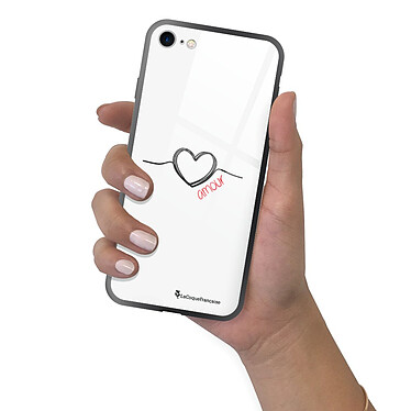LaCoqueFrançaise Coque iPhone 7/8/ iPhone SE 2020/ 2022 Coque Soft Touch Glossy Coeur Noir Amour Design pas cher