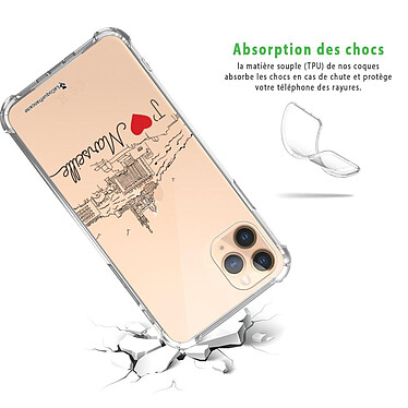 Avis LaCoqueFrançaise Coque iPhone 11 Pro Max anti-choc souple angles renforcés transparente Motif J'aime Marseille