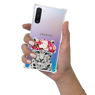 Evetane Coque Samsung Galaxy Note 10 anti-choc souple angles renforcés transparente Motif Leopard Couronne pas cher