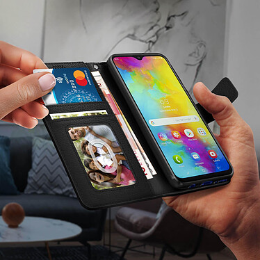 Avizar Housse Samsung Galaxy M20 Étui Porte carte Support Vidéo noir pas cher