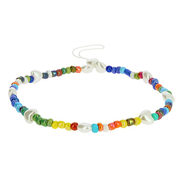 Avizar Bijou de Téléphone Bracelet à Perles multicolores Cœurs Blancs Collection Summer