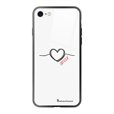 LaCoqueFrançaise Coque iPhone 7/8/ iPhone SE 2020/ 2022 Coque Soft Touch Glossy Coeur Noir Amour Design