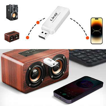 Acheter LinQ Adaptateur audio Bluetooth USB / Jack 3.5mm Fonction kit mains libres  Blanc