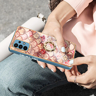 Avizar Coque Samsung Galaxy A32 Bi-matière avec Bague de Maintien Motif Écaille Rose pas cher