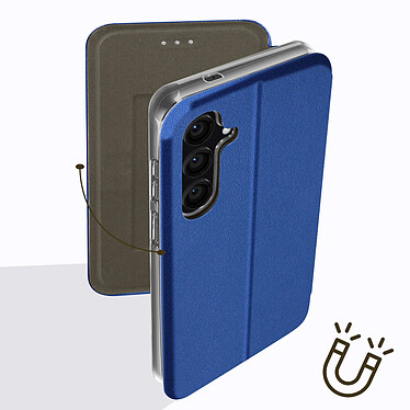 Avizar Étui pour Samsung Galaxy S24 Clapet Porte carte Support Video Bleu pas cher