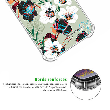 Acheter LaCoqueFrançaise Coque iPhone 13 Pro Max Silicone antichocs Solides coins renforcés  transparente Motif Fleurs vert d'eau